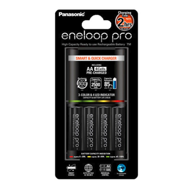 Panasonic Eneloop BQ-CC55 + 4 AA Pro Eneloop (K-KJ55HCD40E) - 1